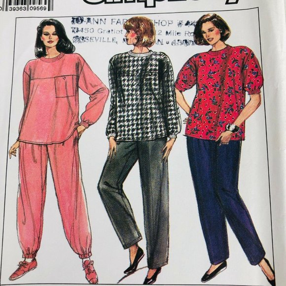 Simplicity 9377 Womans Pants Knit Long Sleeve Top Sweatsuit Plus Size 18-32W - Picture 2 of 6